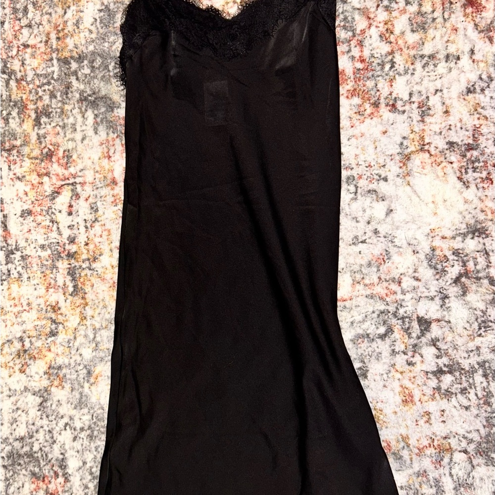 Black Lace Trim Slip Dress